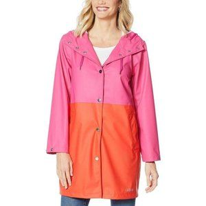 Laurier & Co Colorblock Waterproof Raincoat Fuchsia/Orange, XS, NWT